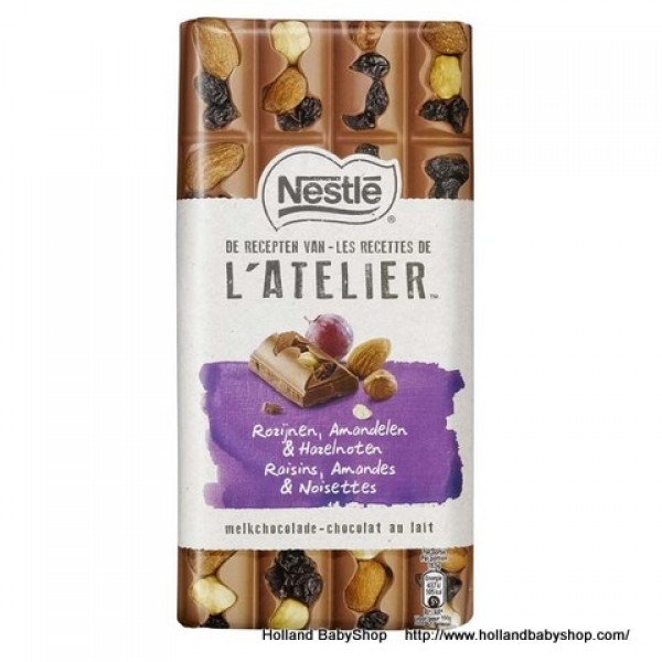Nestle L'atelier Milk Chocolate with raisin hazelnuts almond 195g